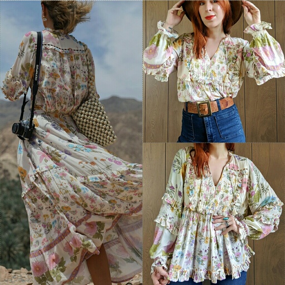 New spell designs wild bloom blouse cream S floral - Picture 3 of 9